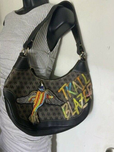 Dooney and Bourke w hand customized by me w applique black gray hobo bag