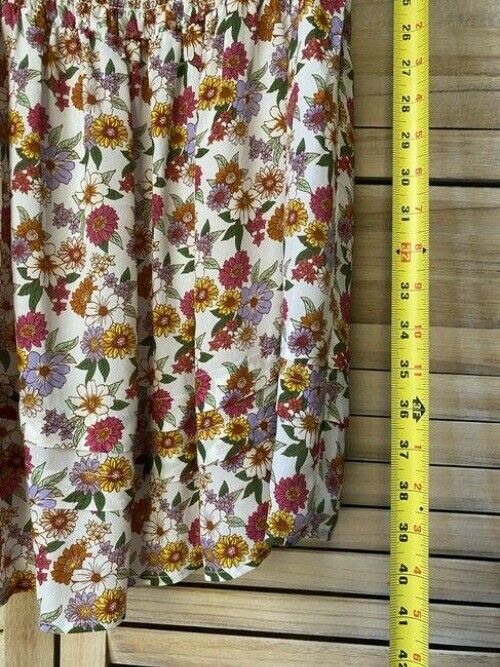 Nicole Miller White Green Yellow Pink New Floral Smocking Small Short Casual Dre