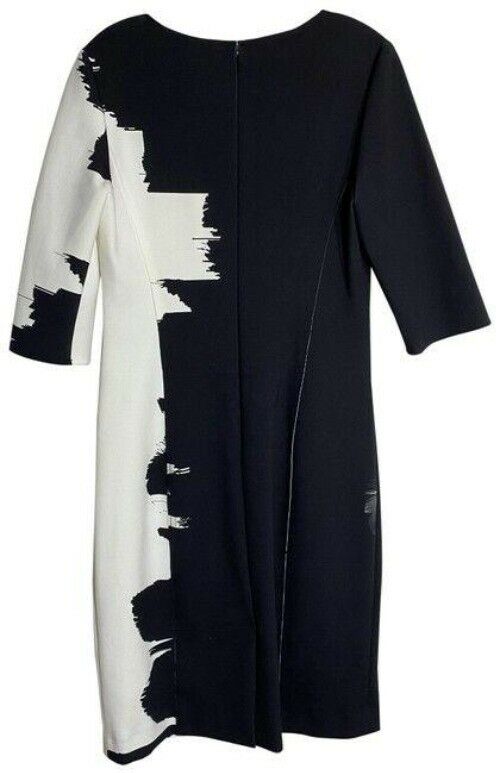 carolina herrera black and white new feather print short mid length workoffice d
