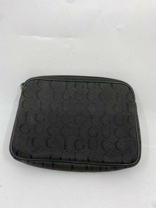 gucci vintage black fabric clutch