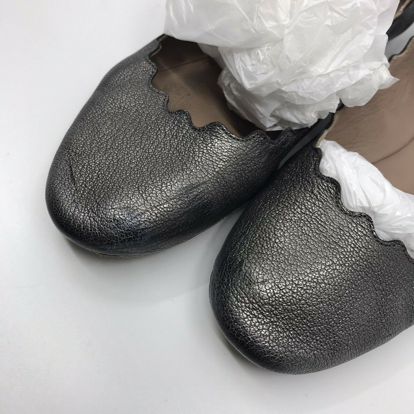 CHLOE Silver Scallop Ballet Flats 6.5