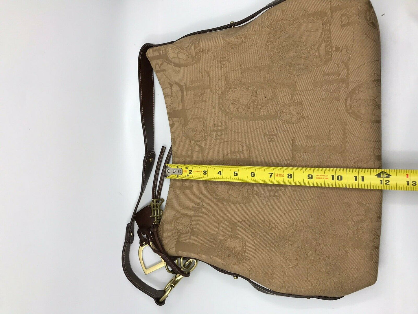 RALPH LAUREN Medium Brown Fabric Logo Tote