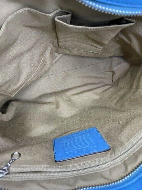 coach large blue leather shoulder bag