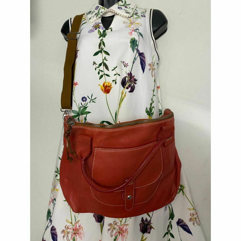 Sofia C. Orange Leather Shoulder Crossbody Bag