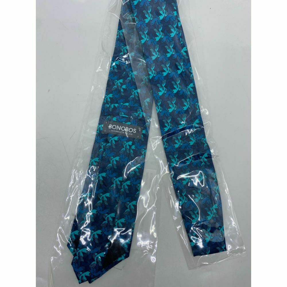New! BONOBOS Blue Animal Print Neck Tie Msrp 95