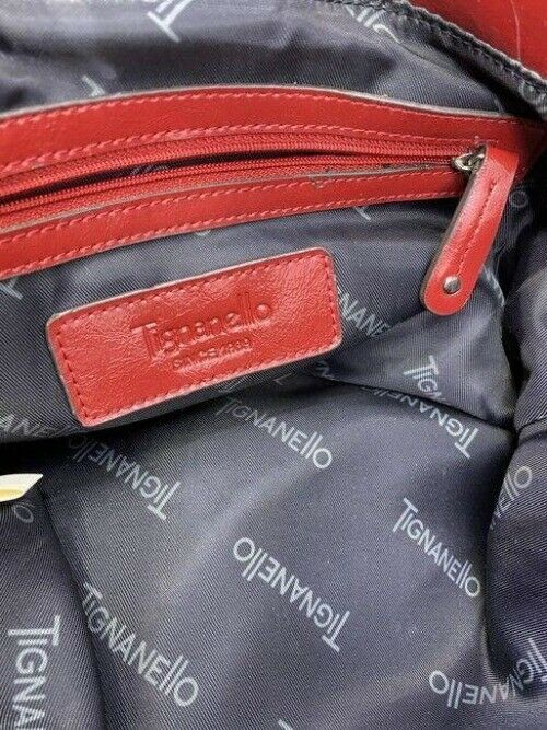 Tignanello Shoulder Bag Red Nylon Fabric Tote