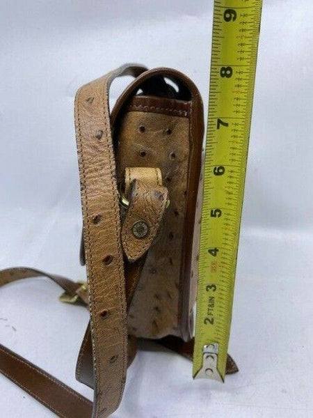 Dooney and Bourke ostritch flap brown leather cross body bag