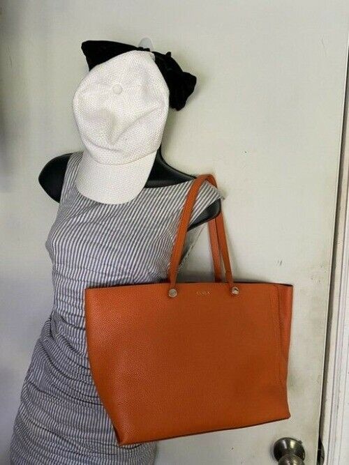 Furla Eden Orange Leather Shoulder Bag