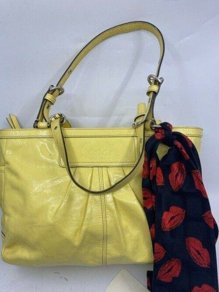 coach w w detachable specialty tie accent yellow shoulder bag