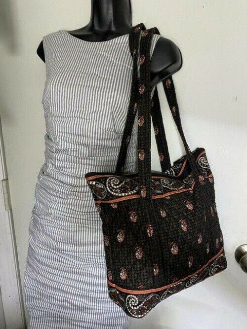 Vera Bradley Large Quilted Gray Tan White Shoulder Bag
