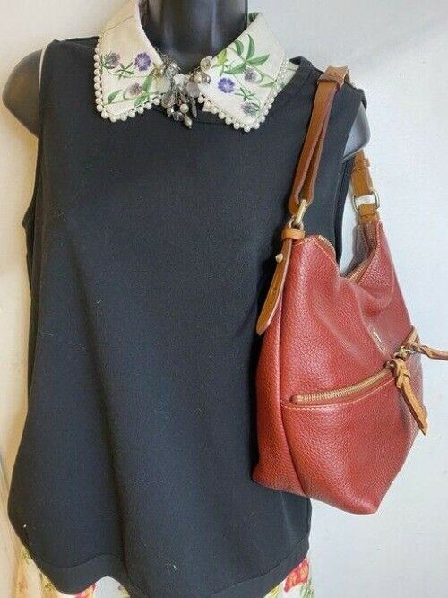 dooney and bourke red leather hobo bag