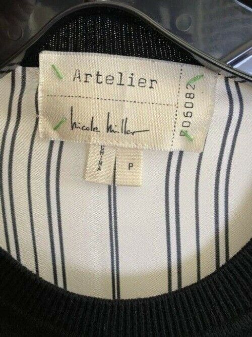 nicole miller black ls knit color contrast msrp blouse