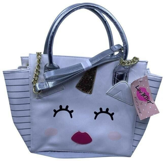Betsey Johnson Love Kissing Unicorn White Faux Leather Shoulder Bag