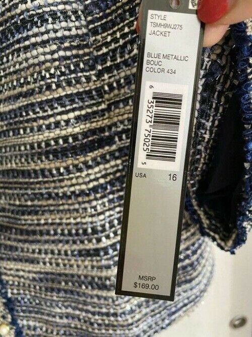 elie tahari navy white tweed msrp jacket