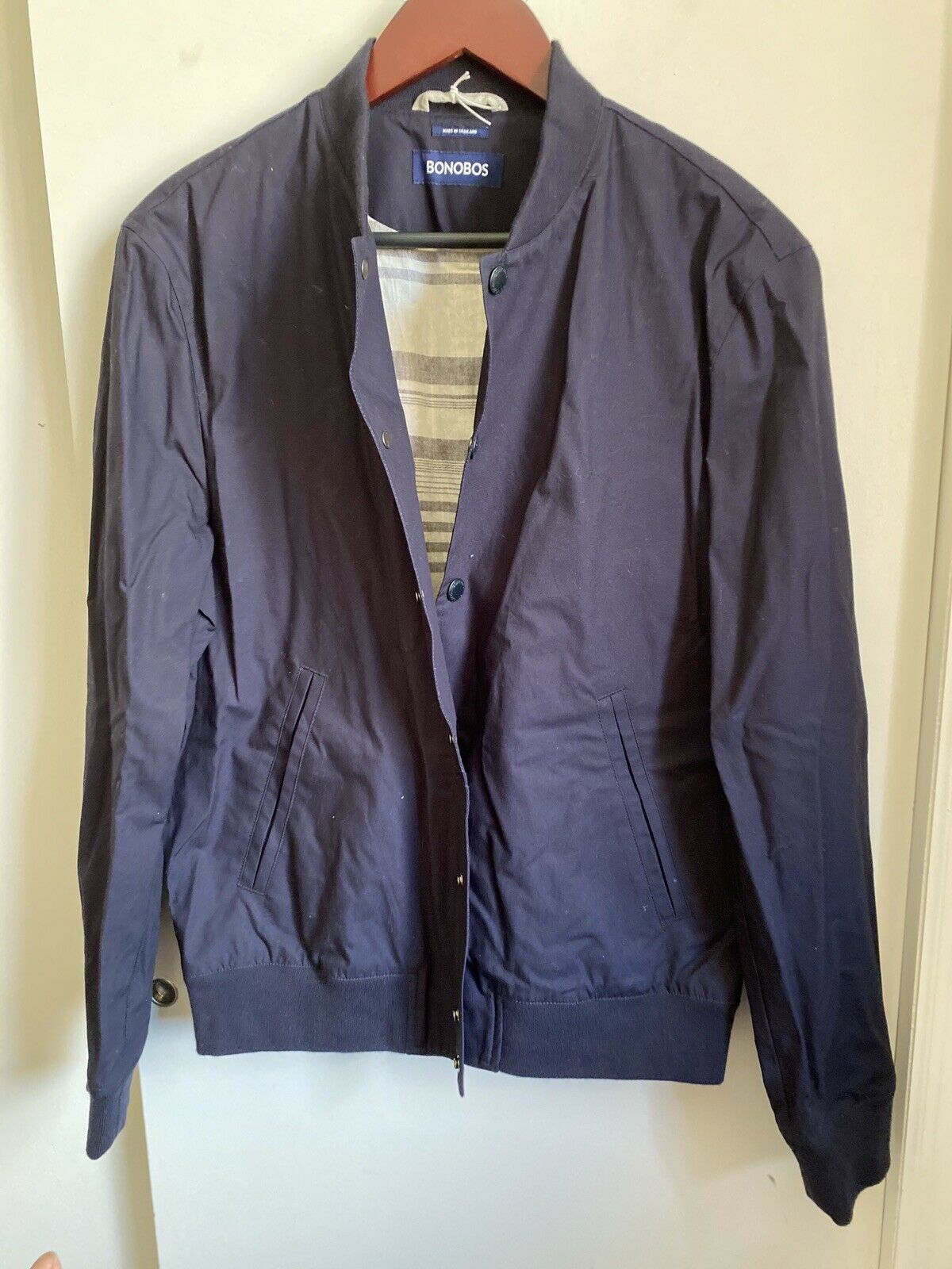 NWT! BONOBOS Navy Boulevard Bomber Jacket sz Medium