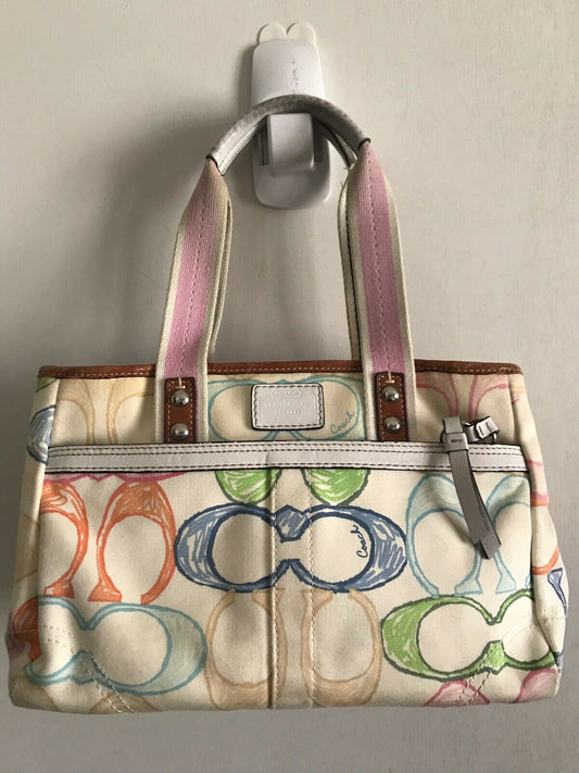 COACH Beige/multi-colored Canvas All Over Logo Handbag
