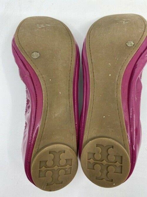 tory burch fuchsia patent leather ballerina flats size us