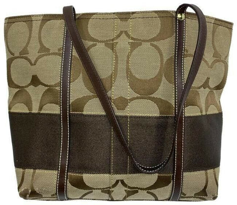 coach beige brown fabric shoulder bag