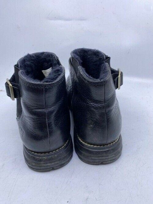 Ugg Australia Black Leather Heavy Duty Low Bootsbooties Size Us