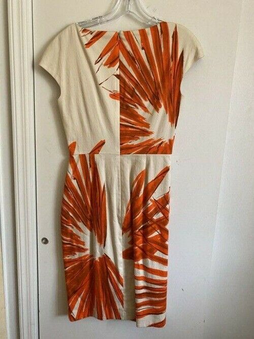 Lela Rose Orange Beige Symmetrical Small Short Casual Dress