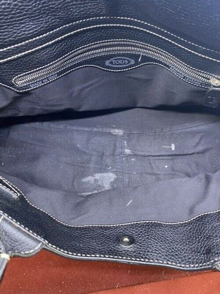 Tod S Drawstring Black Leather Shoulder Bag