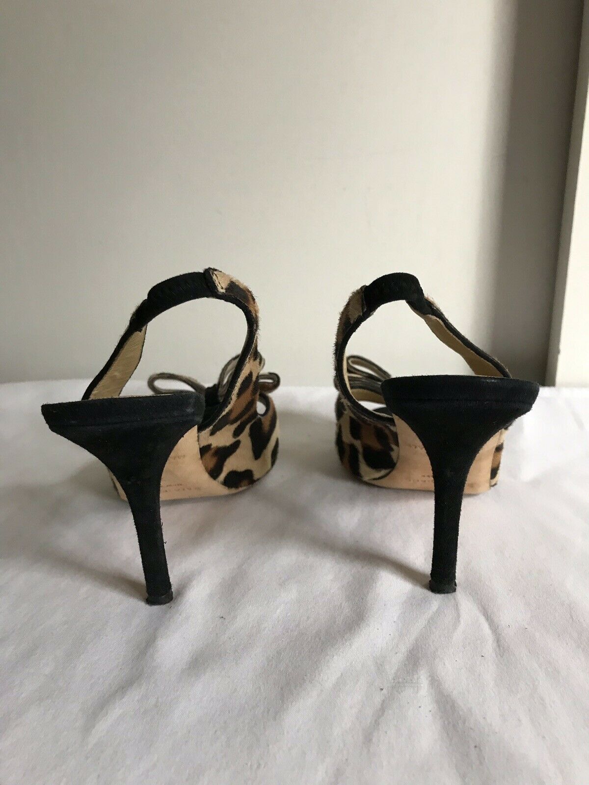 KATE SPADE calf Hair Animal Leopard Print Peeptoe Slingback Platform heels 7.5