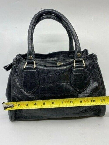 cole haan croc embossed handbag black leather tote
