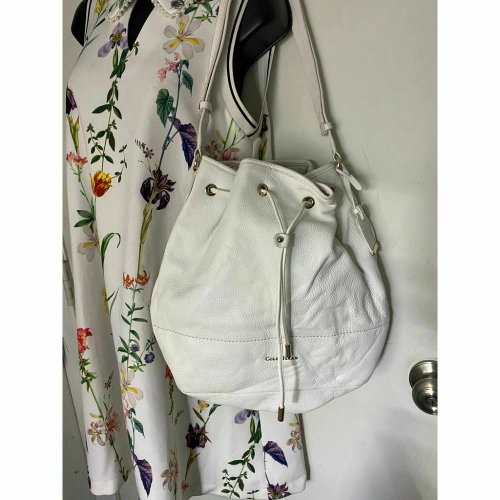 COLE HAAN White Large Leather Tote/ Shoulder Bag