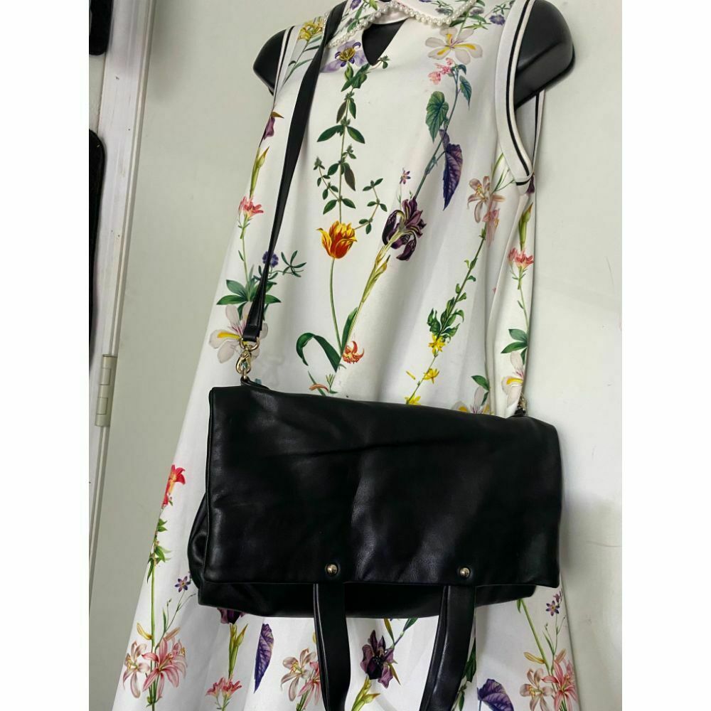 KATE SPADE Black Leather Fold Over Handbag/ Crossbody