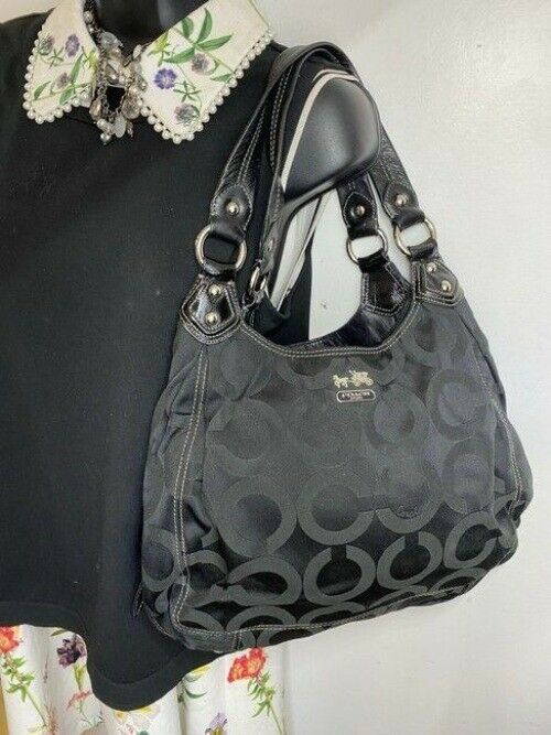coach bag eddie black jacquard fabric tote