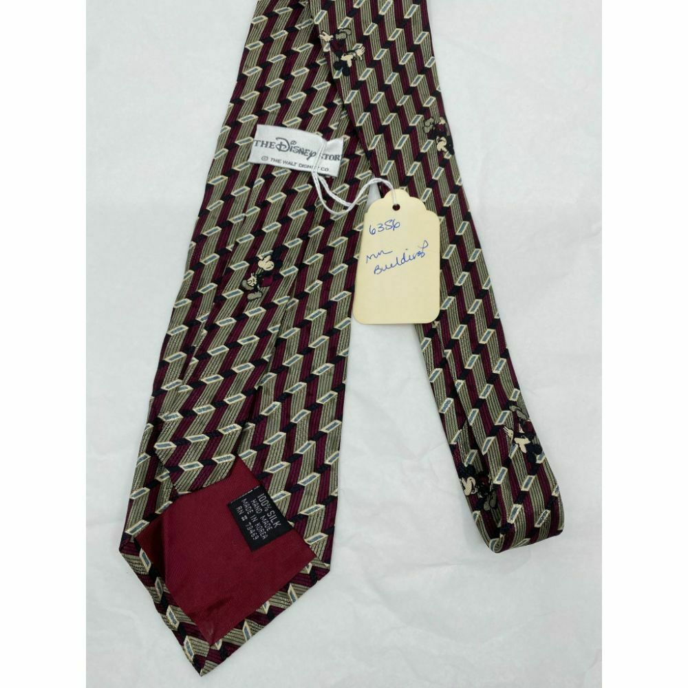 MICKEY MOUSE Disney Neck Tie Red Green Hand Made 100% Silk