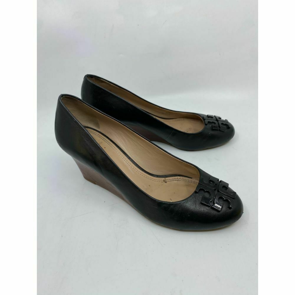 TORY BURCH Black Tan Flat Wedges Shoes Size 8.5