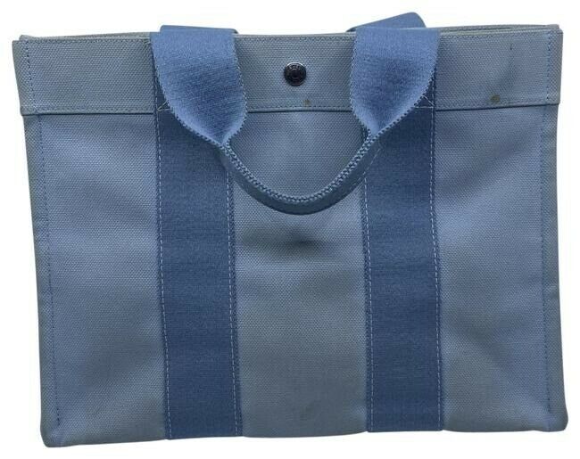 Hermes Deauville Toile Plage Mm Blue Cotton Tote