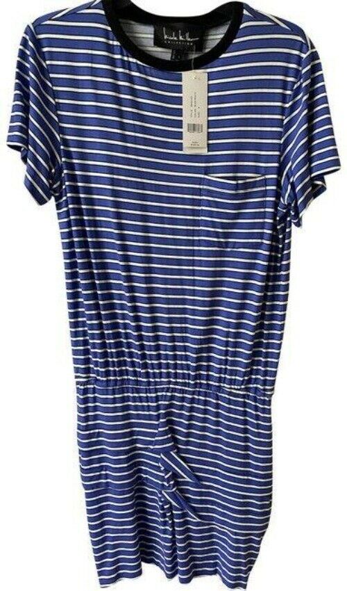 Nicole Miller blue white stripe msrp small short casual dress