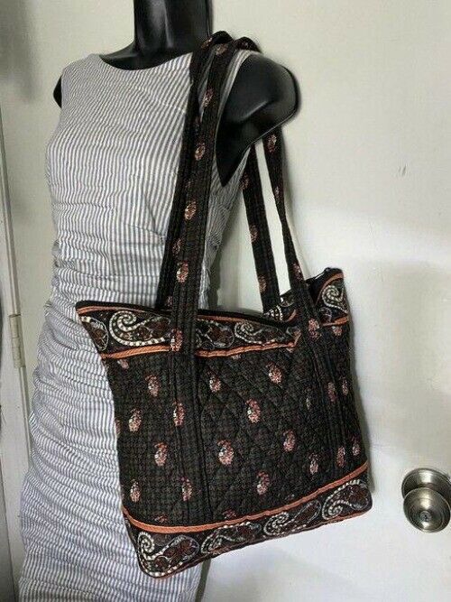 Vera Bradley Large Quilted Gray Tan White Shoulder Bag