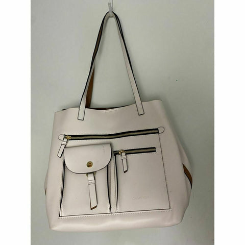 Calvin Klein Cream Leather Shoulder Bag