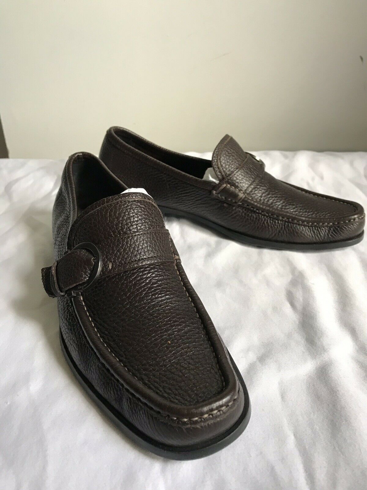 Salvatore Ferragamo Brown Pebbled Leather Size 7