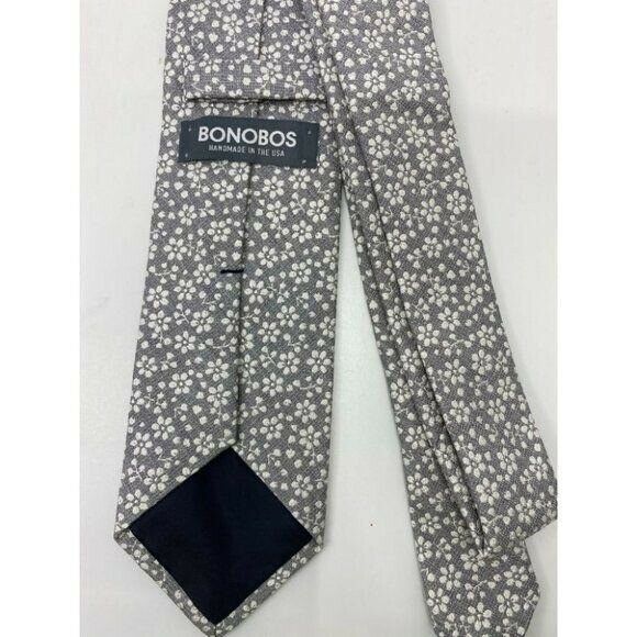 New! BONOBOS Gray White Premium Neck Tie Handmade