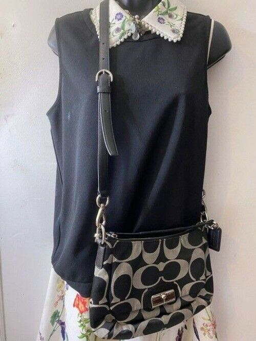 coach black white cross body bag