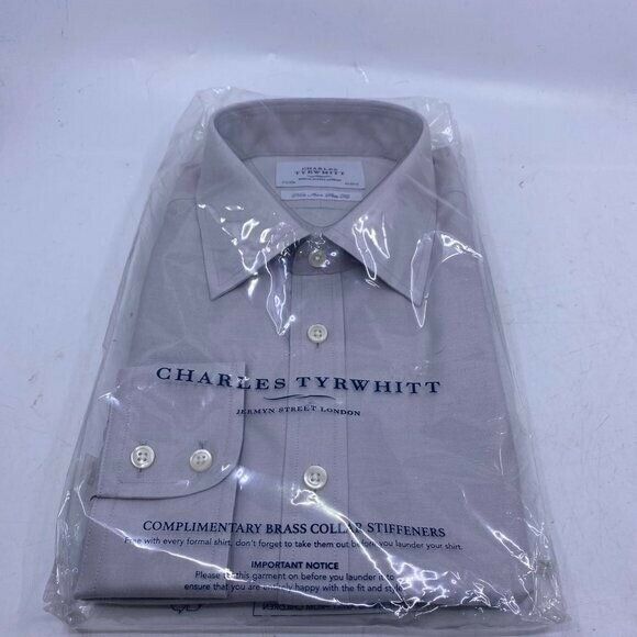 Charles Tyrwhitt Grey non iron twill slim fit