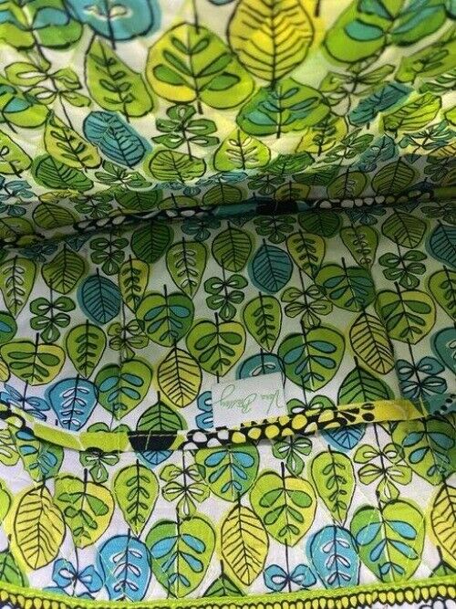 vera bradley bag quilted black green white fabric tote