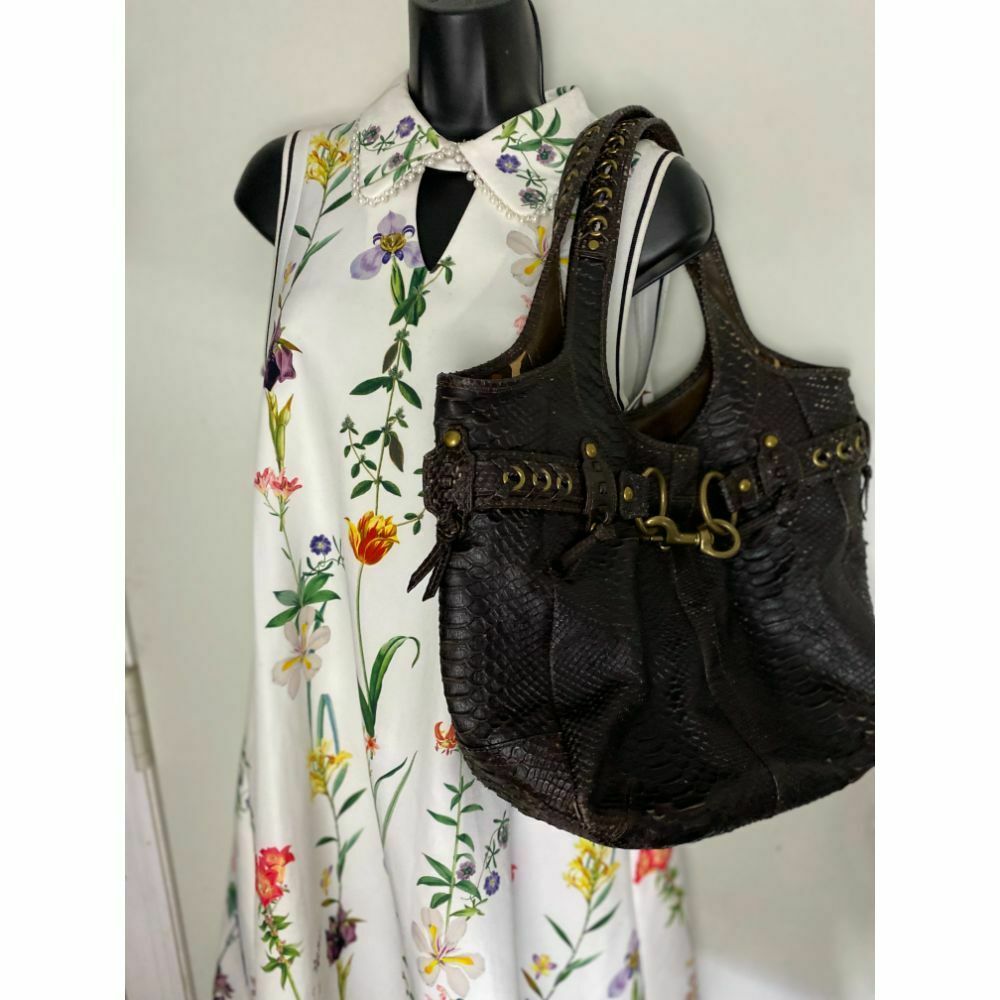 COACH XL Rare Python Print Leather Shoulder Bag