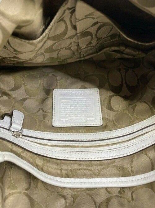 coach white brown leather shoulder bag