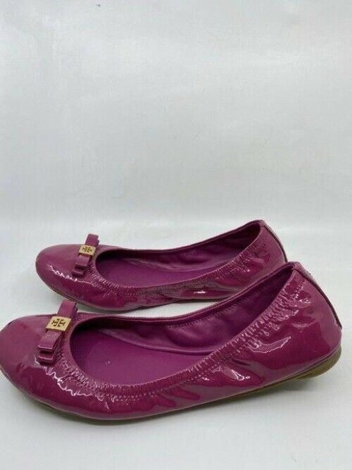 tory burch fuchsia patent leather ballerina flats size us