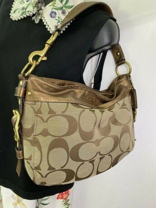 coach bag large brown fabric tote