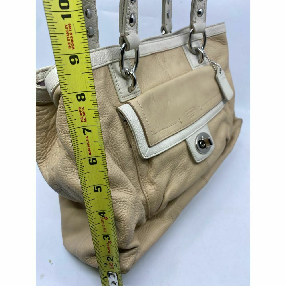 COACH Medium/ Large Leather Tan White Shoulder Bag