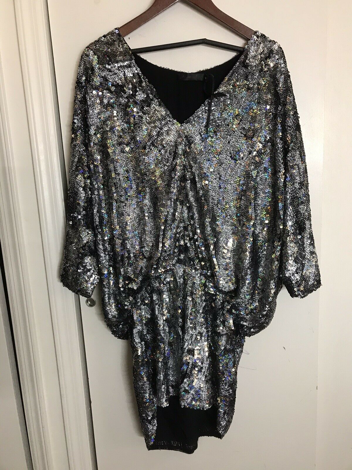 JOHN JOHN LAB Sequined Dress V-Neck sz Small