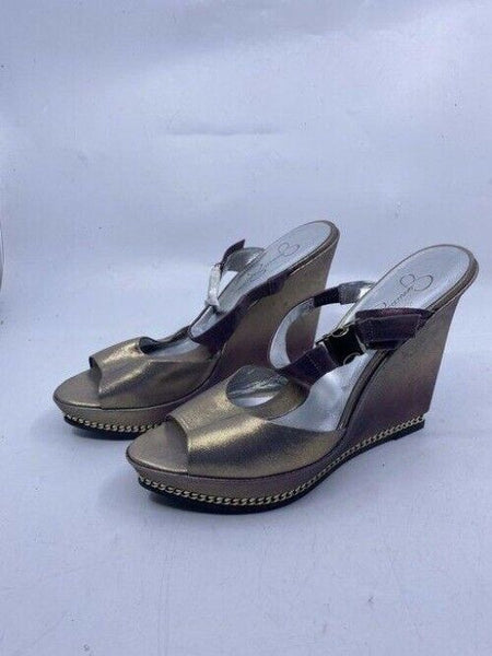 Jessica Simpson Gold Silver Valentine Slip On Designer Heels Pumps Size Us