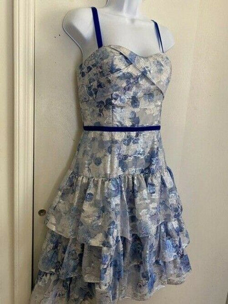 marchesa blue white nwot notte blue short formal dress