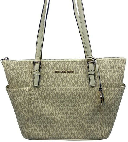 Michael Kors East West New Jet Set Top Zip Tote Buttercup Saffiano Leather Shoul